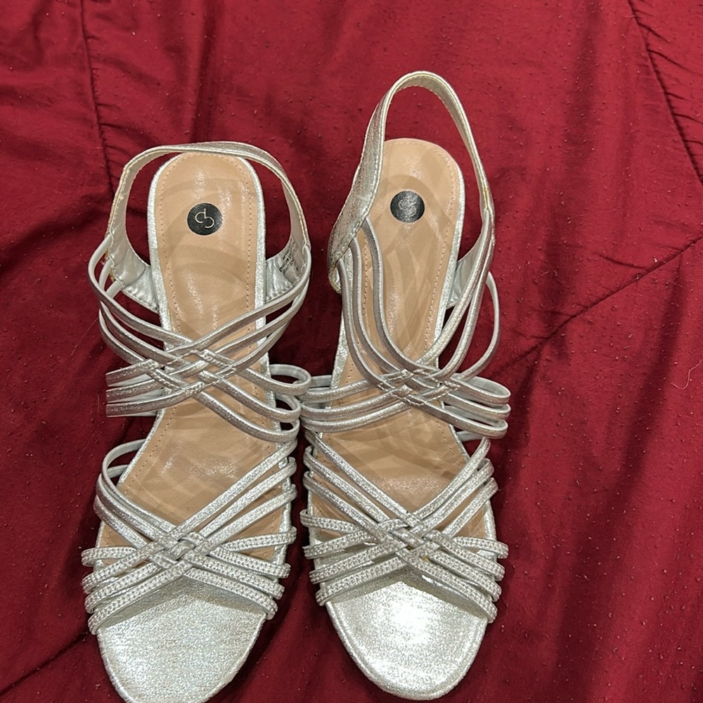 Chic Silver Strappy Heels